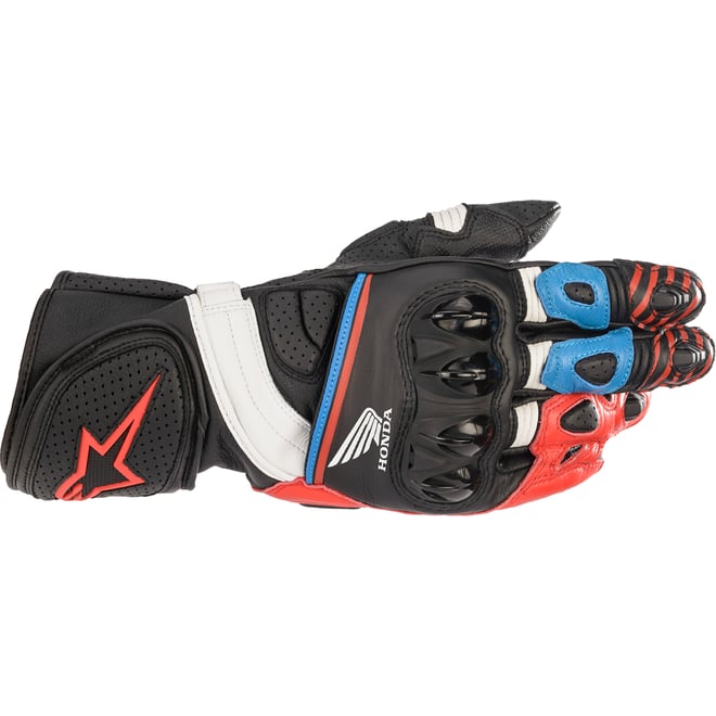Alpinestars Honda GP Plus R v2 Gloves Black/Bright Red/Blue 