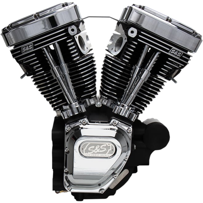 S&s cycle T124 Long Block Engine - Wrinkle Black and Chrome - Touring