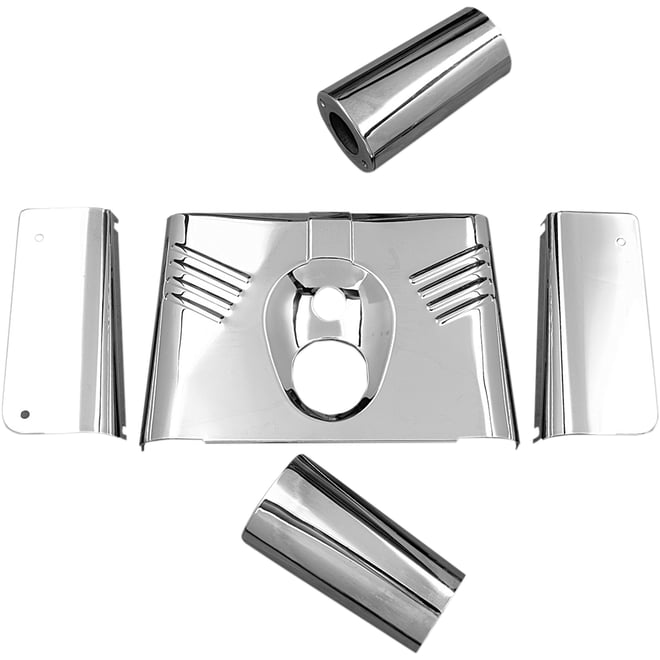 Drag specialties 5-Piece Fork Tins - Chrome - Ribbed - '86-'17 FLST