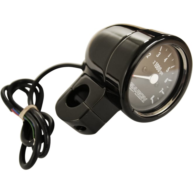 Baron 3" Bullet Electronic Tachometer Fits 1" Bar - Black - Black Face - 3.5" L x 2.875" D Baron 3" Bullet Electronic Tachometer Fits 1" Bar - Black - Black Face - 3.5" L x 2.875" D