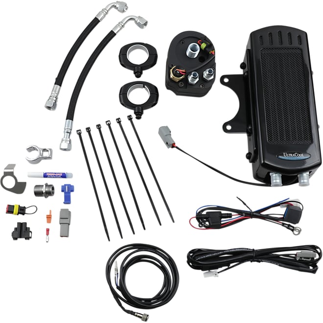 Ultracool Side Mount Oil Cooler Kit - Black - Dyna