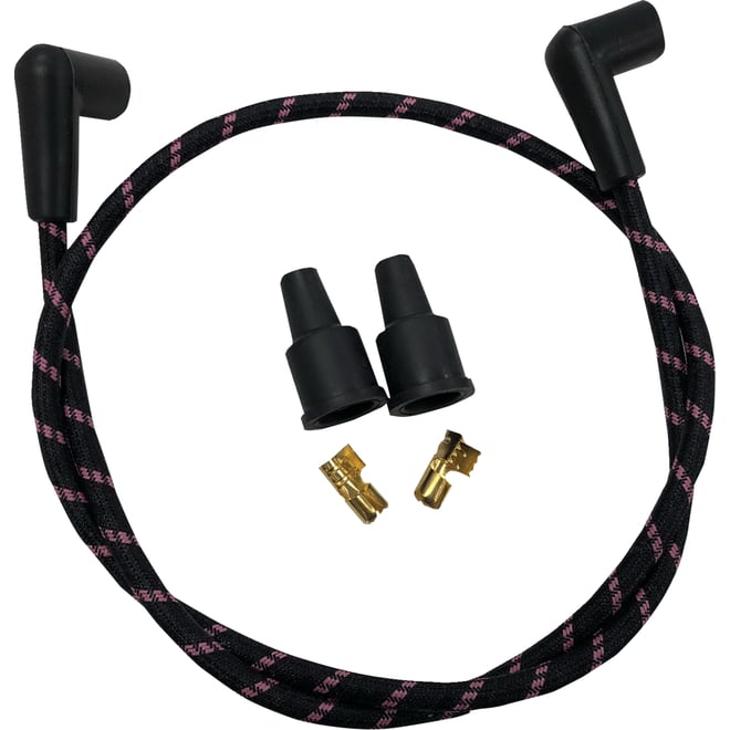 Drag specialties Plug Wires - Braided - Black/Pink