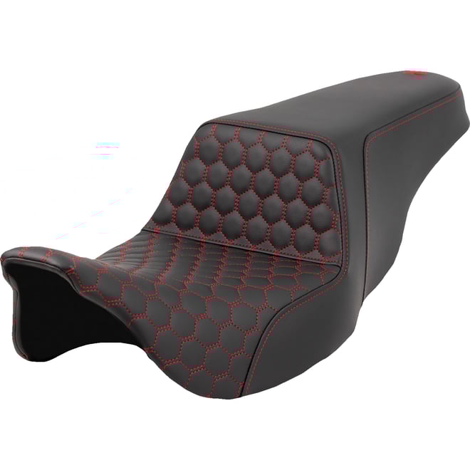 Saddlemen Step-Up Seat - Honeycomb - Red Stitching - FL '08-'23