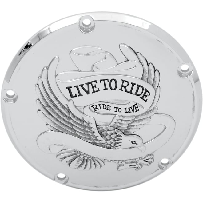 Drag specialties Live to Ride Derby Cover - 5-Hole - Chrome