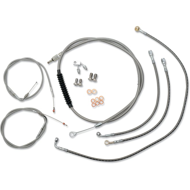 La choppers Handlebar Cable/Brake Line Kit - 15" - 17" Ape Hanger Handlebars - Stainless Steel La choppers Handlebar Cable/Brake Line Kit - 15" - 17" Ape Hanger Handlebars - Stainless Steel