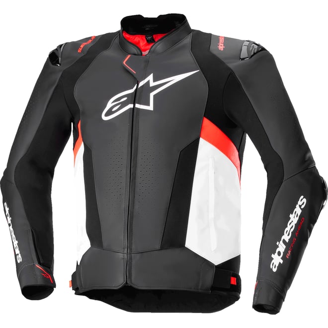Alpinestars Missile v3 Leather Jacket Black/White/Red Fluo Alpinestars Missile v3 Leather Jacket Black/White/Red Fluo