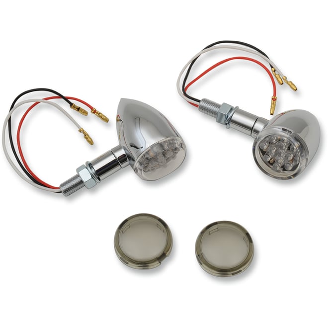 Drag specialties LED Marker Lights - Chrome/Red - Smoke Lens