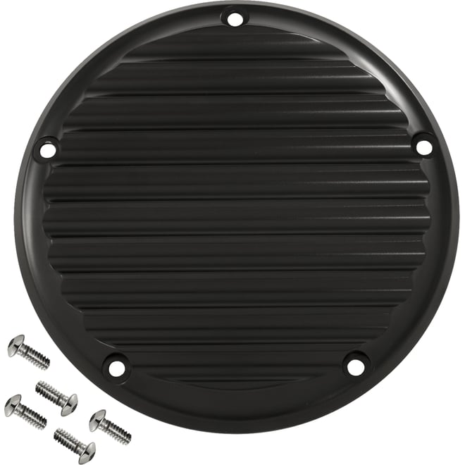 Joker machine Derby Cover - 5 Hole - Finned - Black - M8 Softail
