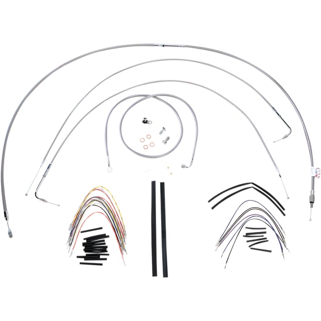 Burly brand Handlebar Cable/Brake Line Kit - Complete - 16" Ape Hanger Handlebars - Stainless Steel