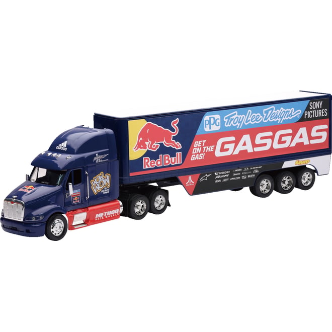 New ray toys Peterbilt TLD Red Bull GASGAS Race Team Truck - 1:32 Scale - Blue/Red