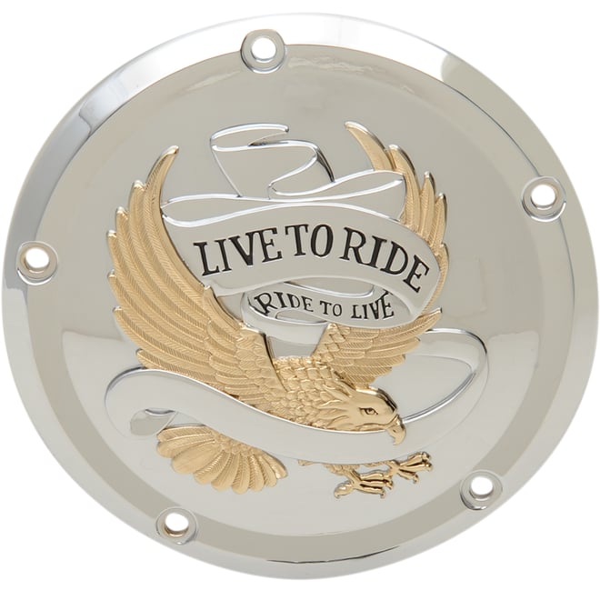 Drag specialties Live to Ride Derby Cover - 5-Hole - Gold