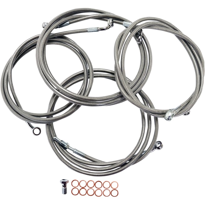 La choppers Handlebar Cable/Brake Line Kit - 15" - 17" Ape Hanger Handlebars - Stainless Steel La choppers Handlebar Cable/Brake Line Kit - 15" - 17" Ape Hanger Handlebars - Stainless Steel