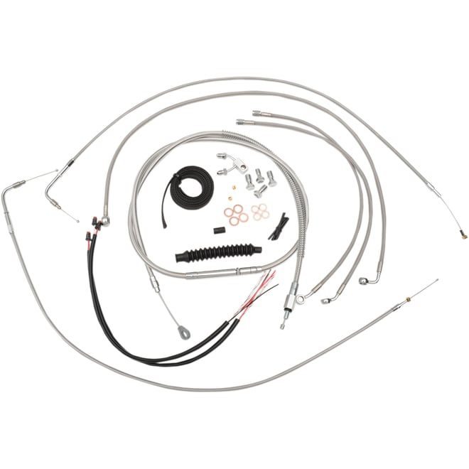 La choppers Handlebar Cable/Brake Line Kit - Complete - 12" - 14" Handlebars - Stainless La choppers Handlebar Cable/Brake Line Kit - Complete - 12" - 14" Handlebars - Stainless