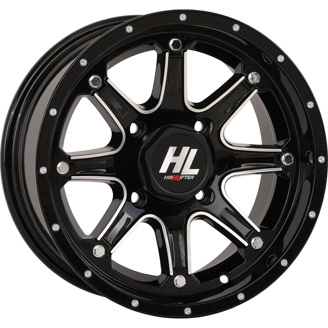 High lifter Wheel - HL4 - Front/Rear - Gloss Black w/Machined - 14x7 - 4/156 - 4+3 (+5 mm)