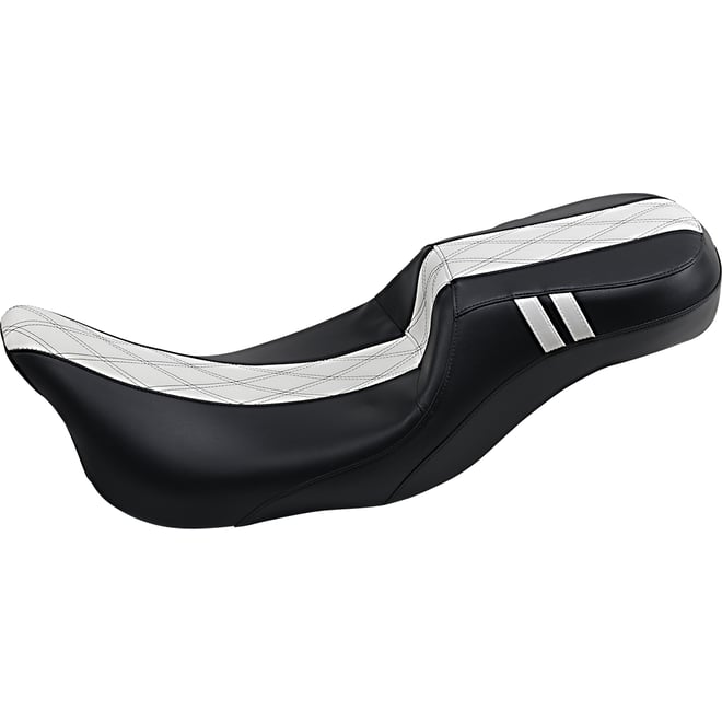 Le pera Outcast Daddy Long Legs Seat - 2Up - w/o Backrest - Black w/ White Double Diamond Inlay - FL '08-'22 Le pera Outcast Daddy Long Legs Seat - 2Up - w/o Backrest - Black w/ White Double Diamond Inlay - FL '08-'22