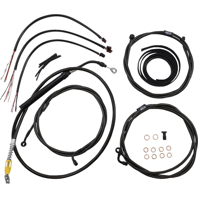 La choppers Handlebar Cable/Brake Line Kit - Complete - 15" - 17" Handlebars - Midnight