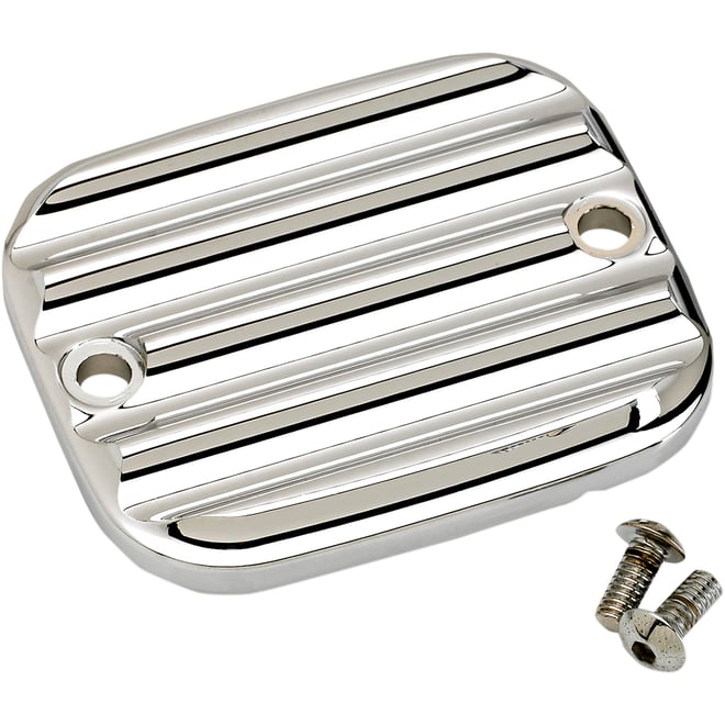 Joker machine Master Cylinder Cover - Brake - Front - Finned - Chrome
