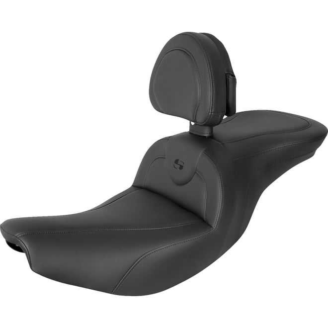 Saddlemen RoadSofa™ Seat - with Backrest - Black w/ Black Stitching - Indian '14-'23