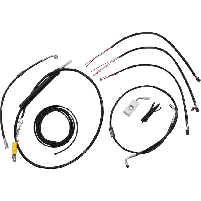 La choppers Handlebar Cable/Brake Line Kit - Quick Connect - Complete - 18" - 20" Handlebars - Black Vinyl