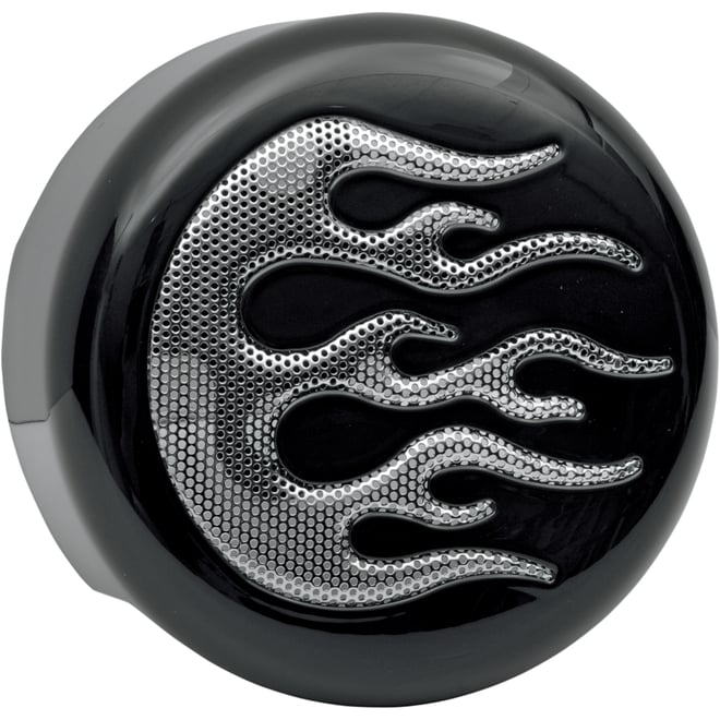 Drag specialties Horn Cover - Black with Chrome Flame