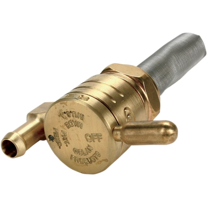 Golan products "Click-Slick" Fuel Petcock - Downward - Raw Brass - 22mm
