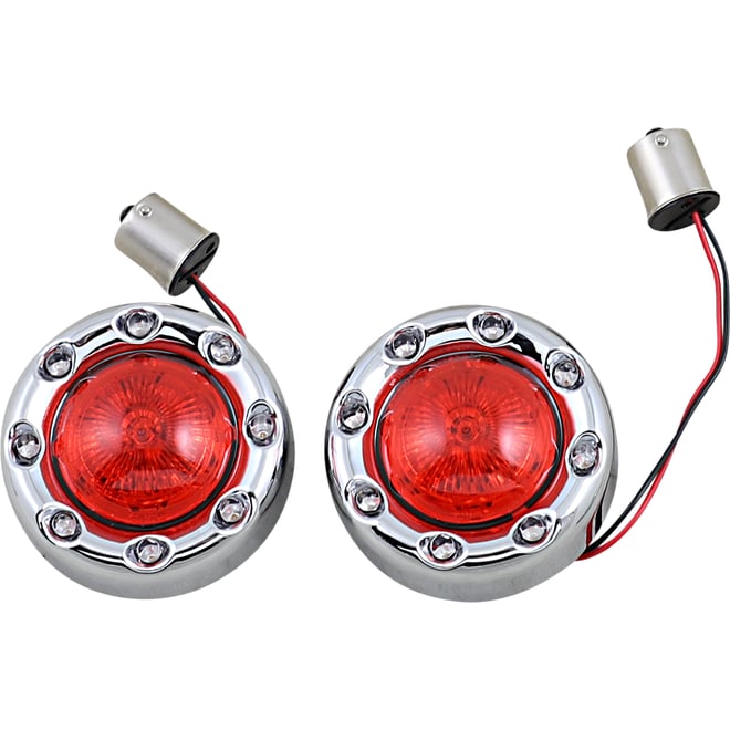 Custom dynamics Bullet Turn Signal 1156 - Chrome - Red Lens