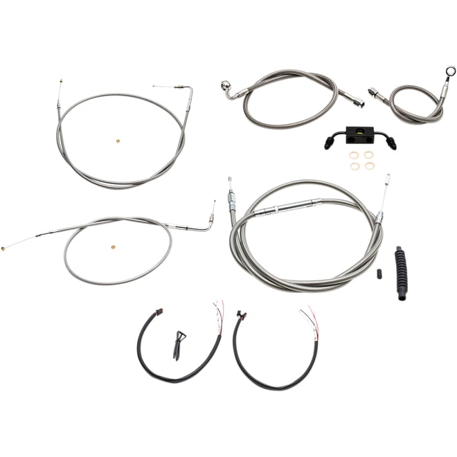 La choppers Handlebar Cable/Brake Line Kit - Complete - 15" - 17" Handlebars - Stainless La choppers Handlebar Cable/Brake Line Kit - Complete - 15" - 17" Handlebars - Stainless