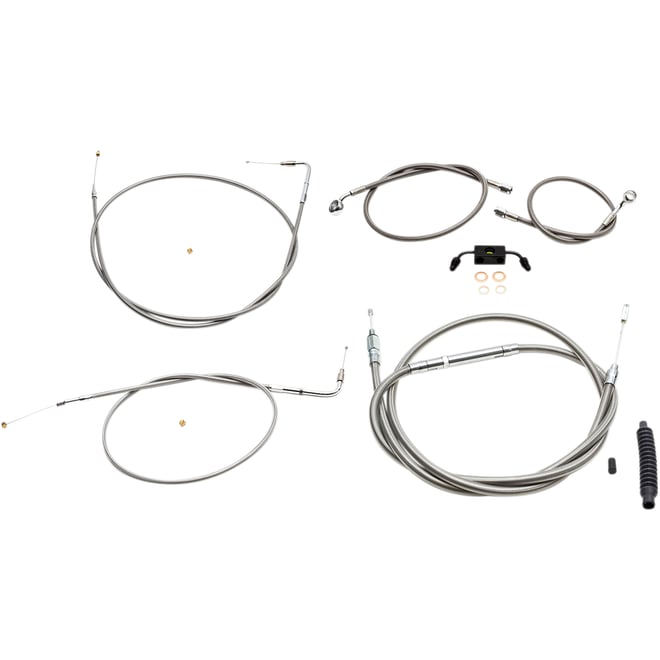 La choppers Handlebar Cable/Brake Line Kit - 12" - 14" Ape Hanger Handlebars - Stainless Steel La choppers Handlebar Cable/Brake Line Kit - 12" - 14" Ape Hanger Handlebars - Stainless Steel
