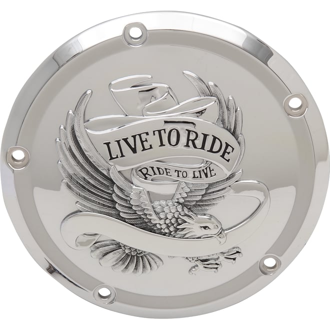 Drag specialties Live to Ride Derby Cover - 5-Hole - Chrome