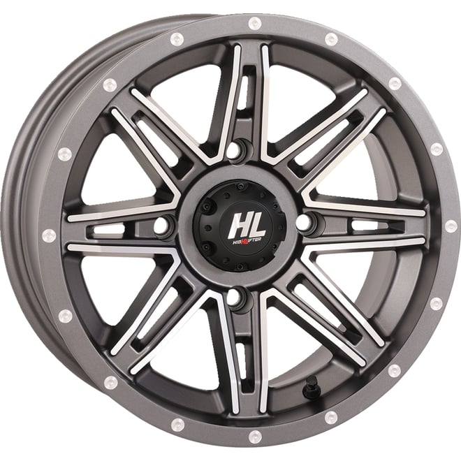 High lifter Wheel - HL22 - Front/Rear - Gun Metal Gray w/Machined - 14x7 - 4/137 - 4+3 (+10 mm)