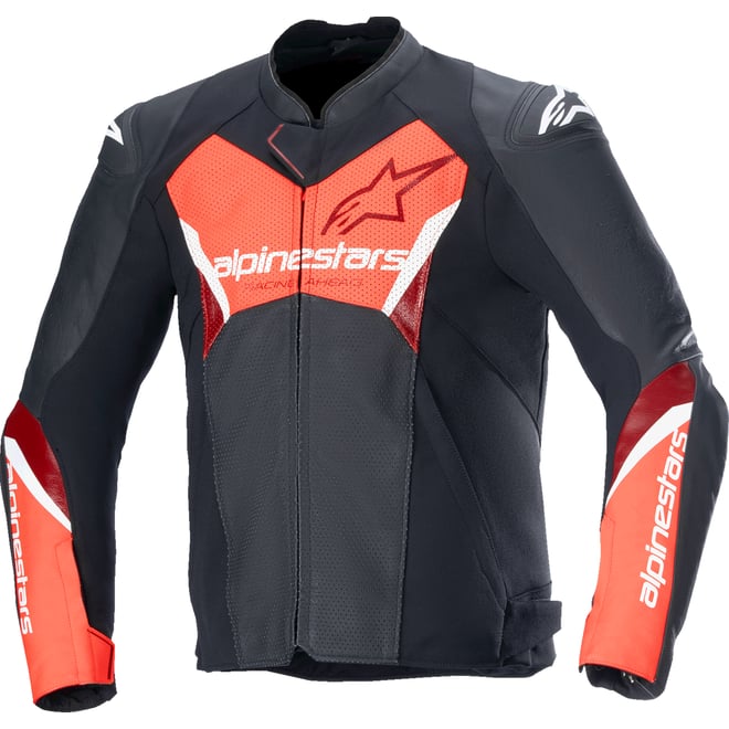 Alpinestars Faster v3 Airflow Leather Jacket Black/Red Fluo Alpinestars Faster v3 Airflow Leather Jacket Black/Red Fluo