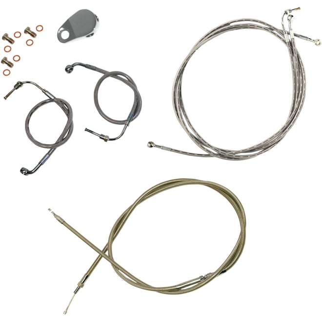 La choppers Handlebar Cable/Brake Line Kit - 15" - 17" Ape Hanger Handlebars - Stainless Steel La choppers Handlebar Cable/Brake Line Kit - 15" - 17" Ape Hanger Handlebars - Stainless Steel