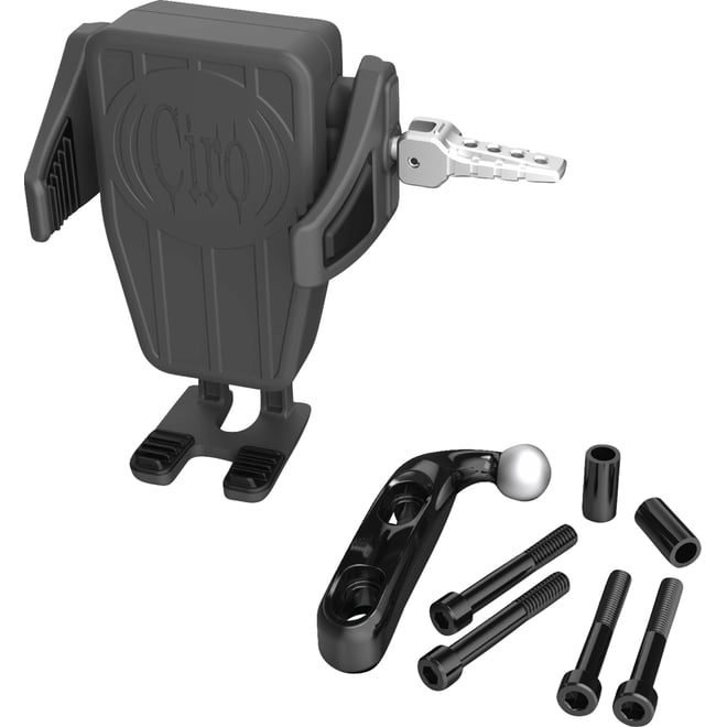 Ciro Phone Holder - Cybercharger® - Gen 2 - Black - Chrome Offset Perch Mount Ciro Phone Holder - Cybercharger® - Gen 2 - Black - Chrome Offset Perch Mount