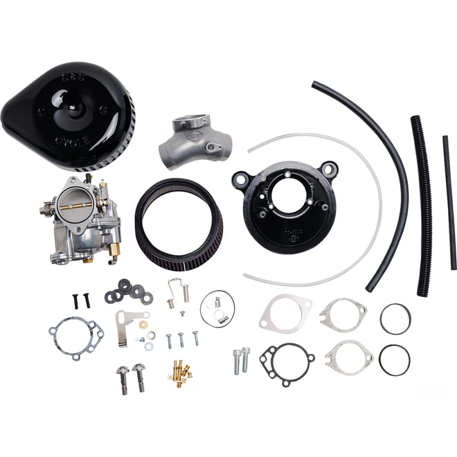 S&s cycle Super G Carburetor with Stealth Air Cleaner Kit - Gloss Black - Evolution Big Twin