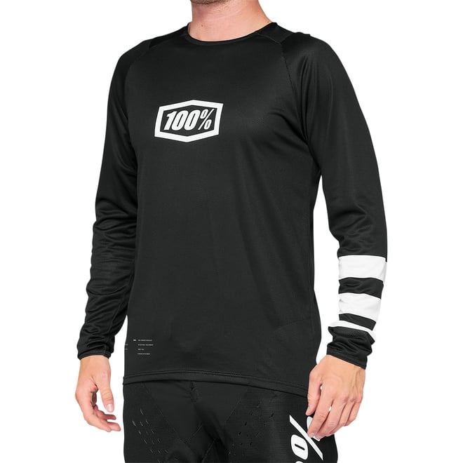 100% R Core Long Sleeve Jersey Black/White 
