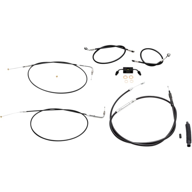 La choppers Handlebar Cable/Brake Line Kit - 15" - 17" Ape Hanger Handlebars - Black Vinyl La choppers Handlebar Cable/Brake Line Kit - 15" - 17" Ape Hanger Handlebars - Black Vinyl