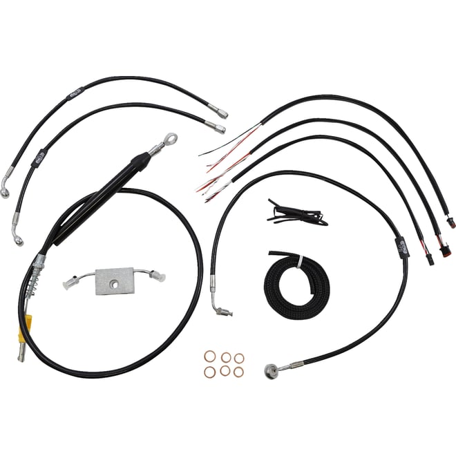 La choppers Handlebar Cable/Brake Line Kit - Quick Connect - Complete - 12" - 14" Handlebars - Black