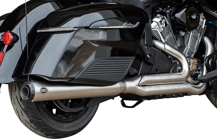 S&S Cycle 2-into-1 Qualifier Exhaust System - Brushed Stainless Steel - Race Only - Indian with PowerPlus