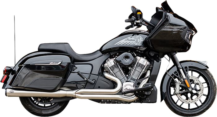 S&S Cycle 2-into-1 Qualifier Exhaust System - Brushed Stainless Steel - Race Only - Indian with PowerPlus